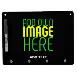 MODERN EDITABLE SIMPLE BLACK IMAGE TEXT TEMPLATE DRY ERASE BOARD WITH KEYCHAIN HOLDER