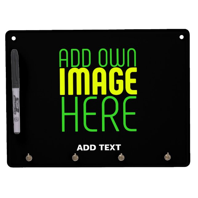MODERN EDITABLE SIMPLE BLACK IMAGE TEXT TEMPLATE DRY ERASE BOARD WITH KEYCHAIN HOLDER (Front)