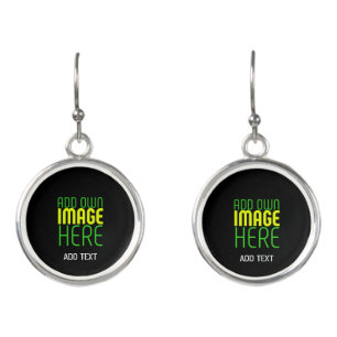 MODERN EDITABLE SIMPLE BLACK IMAGE TEXT TEMPLATE EARRINGS