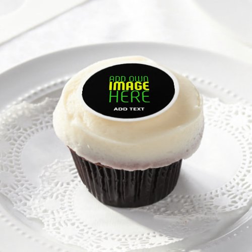 MODERN EDITABLE SIMPLE BLACK IMAGE TEXT TEMPLATE EDIBLE FROSTING ROUNDS