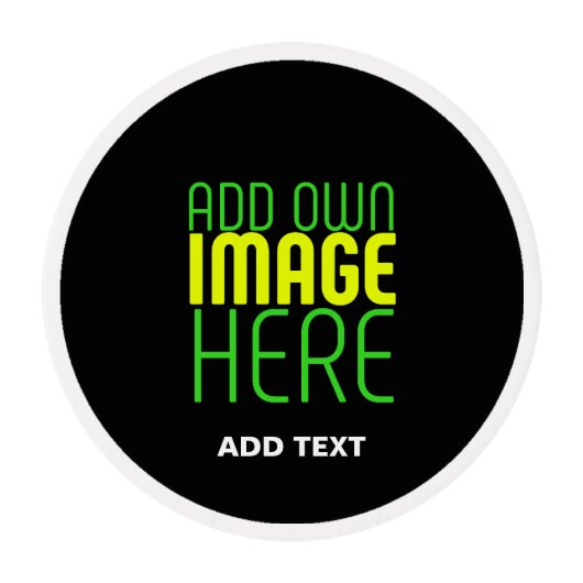 MODERN EDITABLE SIMPLE BLACK IMAGE TEXT TEMPLATE EDIBLE FROSTING ROUNDS (Front)