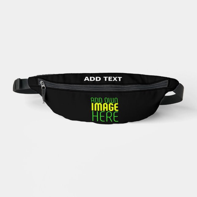 MODERN EDITABLE SIMPLE BLACK IMAGE TEXT TEMPLATE FANNY PACK (Front)