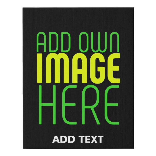 MODERN EDITABLE SIMPLE BLACK IMAGE TEXT TEMPLATE FAUX CANVAS PRINT (Front)