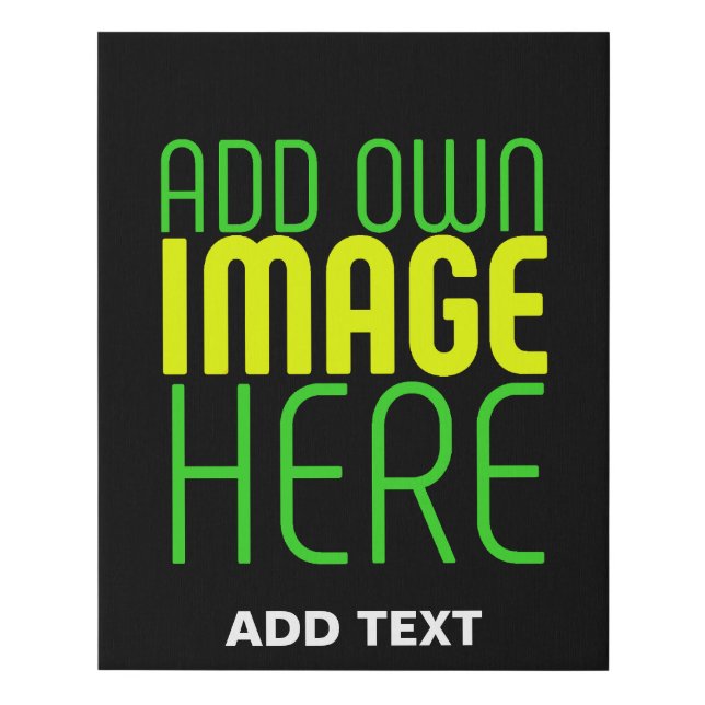MODERN EDITABLE SIMPLE BLACK IMAGE TEXT TEMPLATE FAUX CANVAS PRINT (Front)