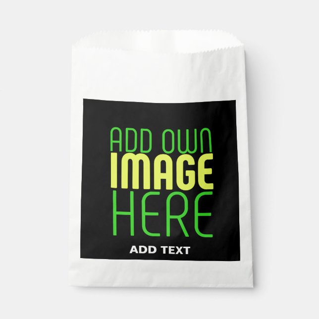 MODERN EDITABLE SIMPLE BLACK IMAGE TEXT TEMPLATE FAVOR BAG (Front)