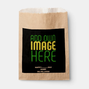 MODERN EDITABLE SIMPLE BLACK IMAGE TEXT TEMPLATE FAVOR BAG