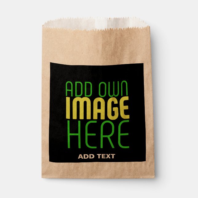 MODERN EDITABLE SIMPLE BLACK IMAGE TEXT TEMPLATE FAVOR BAG (Front)