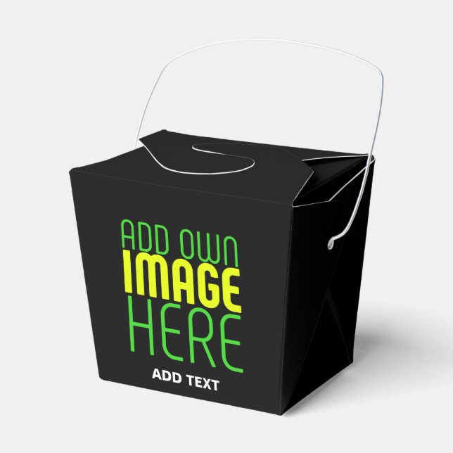 MODERN EDITABLE SIMPLE BLACK IMAGE TEXT TEMPLATE FAVOR BOXES (Front Side)