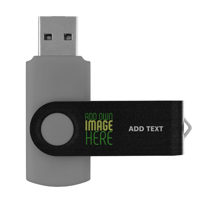 MODERN EDITABLE SIMPLE BLACK IMAGE TEXT TEMPLATE FLASH DRIVE (Opened)