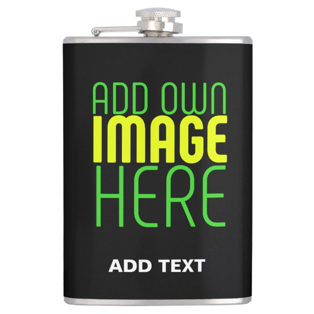 MODERN EDITABLE SIMPLE BLACK IMAGE TEXT TEMPLATE FLASK (Front)