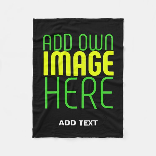 MODERN EDITABLE SIMPLE BLACK IMAGE TEXT TEMPLATE FLEECE BLANKET