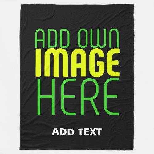 MODERN EDITABLE SIMPLE BLACK IMAGE TEXT TEMPLATE FLEECE BLANKET