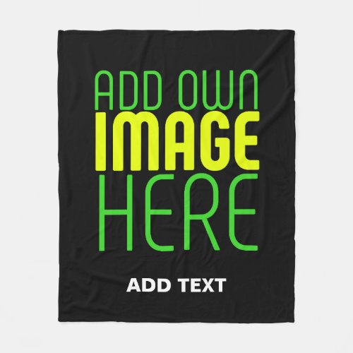 MODERN EDITABLE SIMPLE BLACK IMAGE TEXT TEMPLATE FLEECE BLANKET