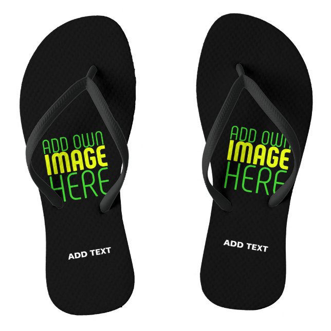 MODERN EDITABLE SIMPLE BLACK IMAGE TEXT TEMPLATE FLIP FLOPS (Footbed)