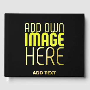 MODERN EDITABLE SIMPLE BLACK IMAGE TEXT TEMPLATE FOIL GUEST BOOK