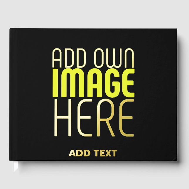 MODERN EDITABLE SIMPLE BLACK IMAGE TEXT TEMPLATE FOIL GUEST BOOK  (Front)