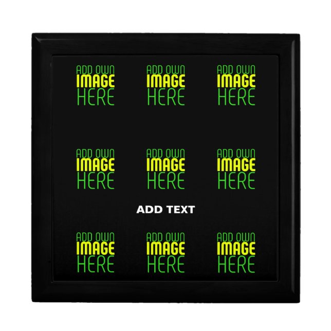 MODERN EDITABLE SIMPLE BLACK IMAGE TEXT TEMPLATE GIFT BOX (Front)