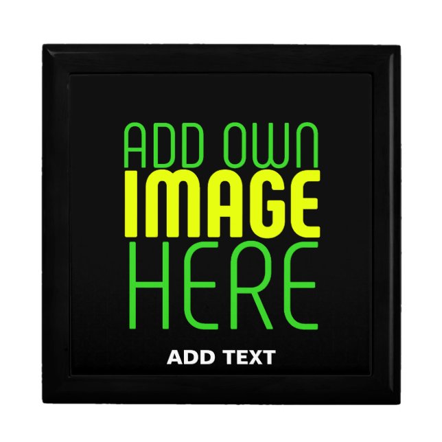 MODERN EDITABLE SIMPLE BLACK IMAGE TEXT TEMPLATE GIFT BOX (Front)