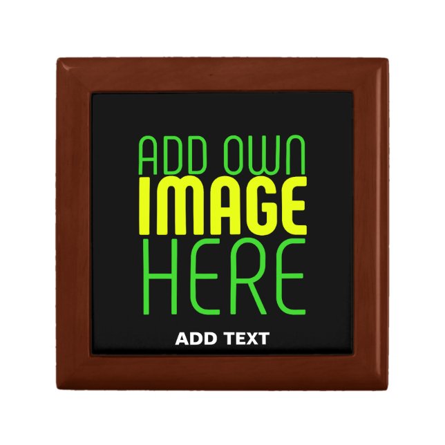 MODERN EDITABLE SIMPLE BLACK IMAGE TEXT TEMPLATE GIFT BOX (Front)