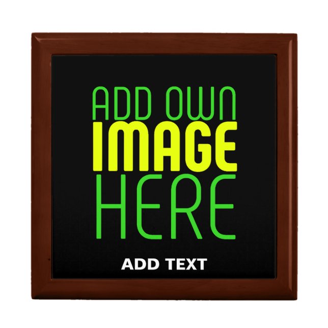 MODERN EDITABLE SIMPLE BLACK IMAGE TEXT TEMPLATE GIFT BOX (Front)