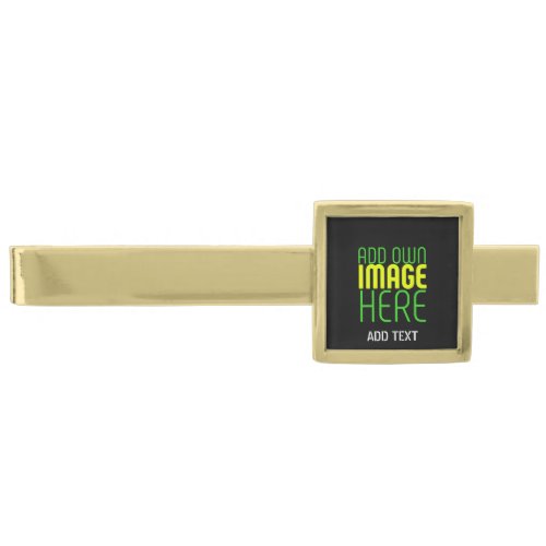 MODERN EDITABLE SIMPLE BLACK IMAGE TEXT TEMPLATE GOLD FINISH TIE BAR