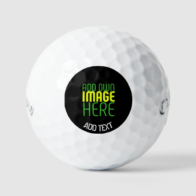 MODERN EDITABLE SIMPLE BLACK IMAGE TEXT TEMPLATE GOLF BALLS (Front)