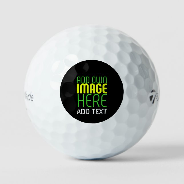 MODERN EDITABLE SIMPLE BLACK IMAGE TEXT TEMPLATE GOLF BALLS (Front)