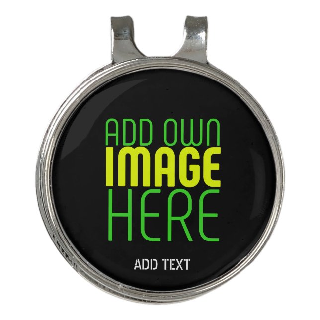 MODERN EDITABLE SIMPLE BLACK IMAGE TEXT TEMPLATE GOLF HAT CLIP (Front)