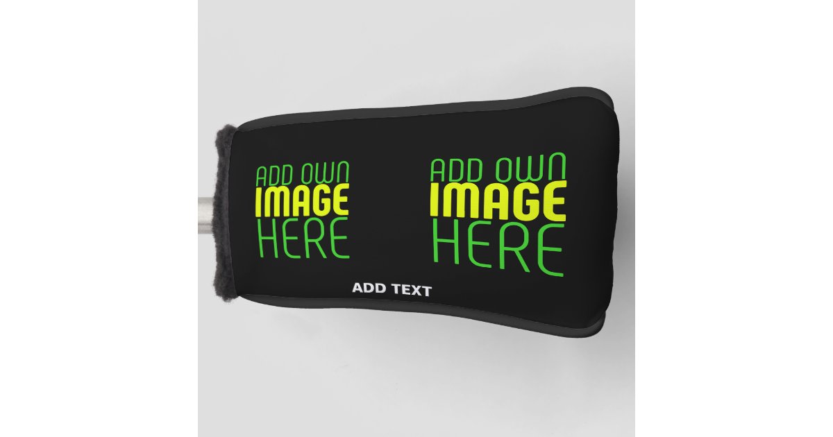 MODERN EDITABLE SIMPLE BLACK IMAGE TEXT TEMPLATE GOLF HEAD COVER Zazzle