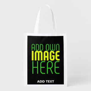 MODERN EDITABLE SIMPLE BLACK IMAGE TEXT TEMPLATE GROCERY BAG