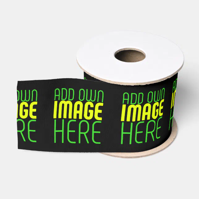 Editable Ribbon Text MODERN EDITABLE SIMPLE BLACK IMAGE TEXT TEMPLATE GROSGRAIN RIBBON | Zazzle