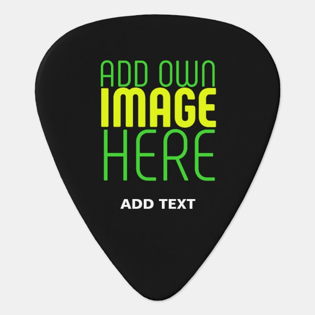 MODERN EDITABLE SIMPLE BLACK IMAGE TEXT TEMPLATE GUITAR PICK (Front)