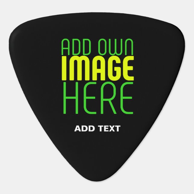 MODERN EDITABLE SIMPLE BLACK IMAGE TEXT TEMPLATE GUITAR PICK (Front)