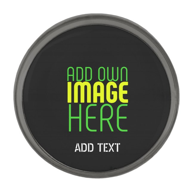 MODERN EDITABLE SIMPLE BLACK IMAGE TEXT TEMPLATE GUNMETAL FINISH LAPEL PIN (Front)
