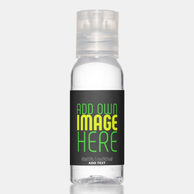 MODERN EDITABLE SIMPLE BLACK IMAGE TEXT TEMPLATE HAND SANITIZER (Front)