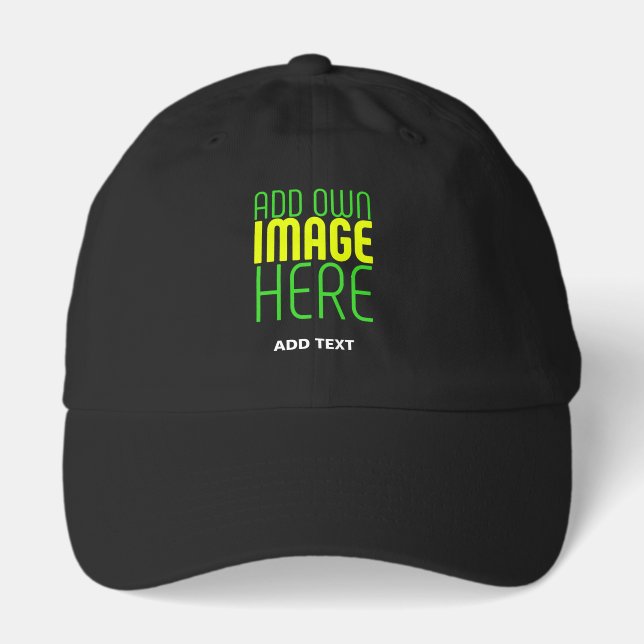 MODERN EDITABLE SIMPLE BLACK IMAGE TEXT TEMPLATE HAT (Front)