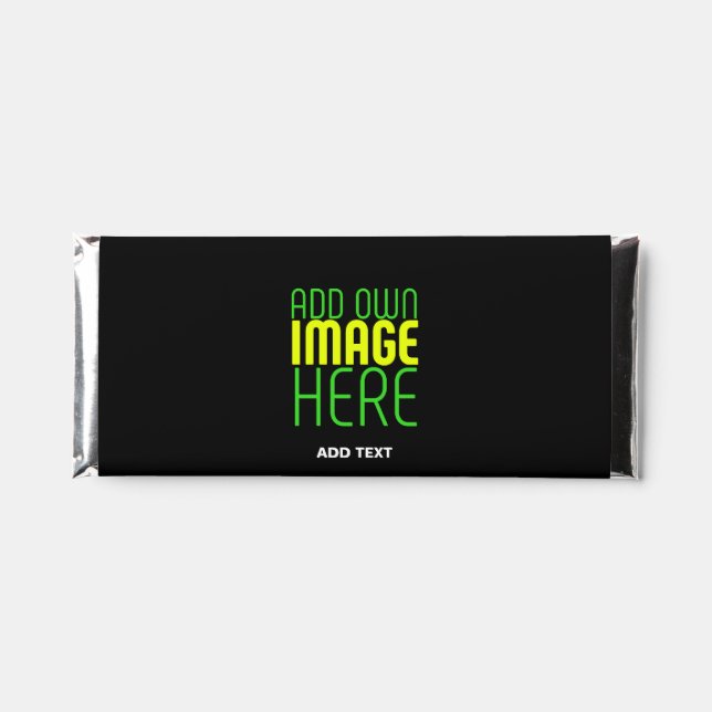 MODERN EDITABLE SIMPLE BLACK IMAGE TEXT TEMPLATE HERSHEY BAR FAVORS (Front)
