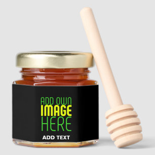 MODERN EDITABLE SIMPLE BLACK IMAGE TEXT TEMPLATE HONEY JAR FAVORS