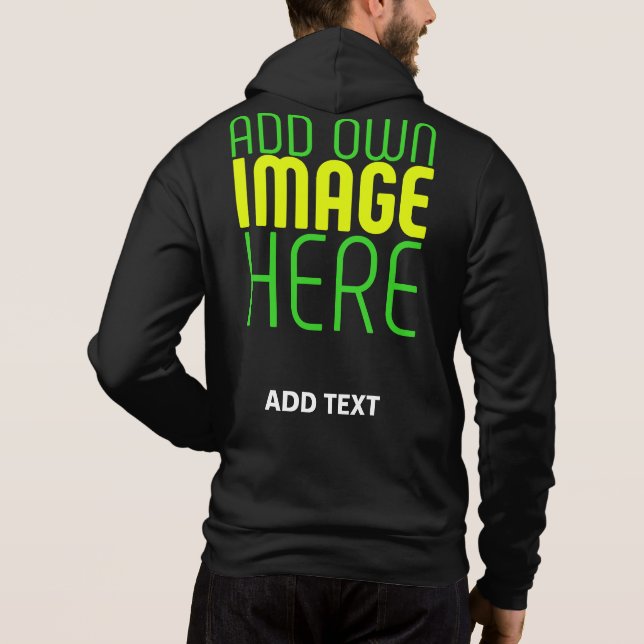 MODERN EDITABLE SIMPLE BLACK IMAGE TEXT TEMPLATE HOODIE (Back)