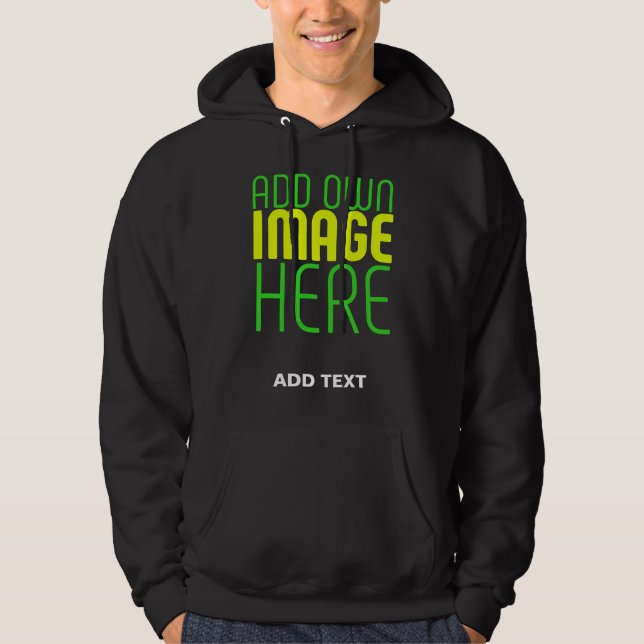 MODERN EDITABLE SIMPLE BLACK IMAGE TEXT TEMPLATE HOODIE (Front)