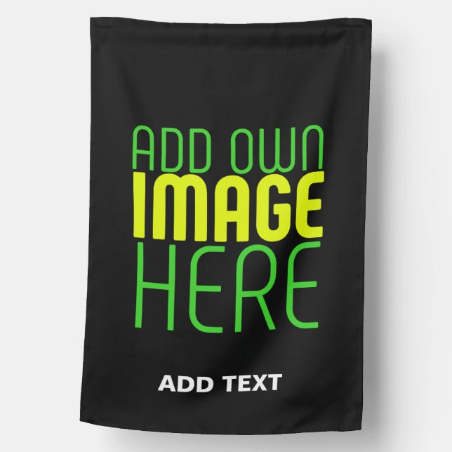 MODERN EDITABLE SIMPLE BLACK IMAGE TEXT TEMPLATE HOUSE FLAG (Front)