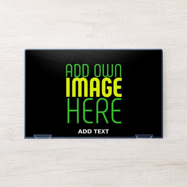 MODERN EDITABLE SIMPLE BLACK IMAGE TEXT TEMPLATE HP LAPTOP SKIN (Front)