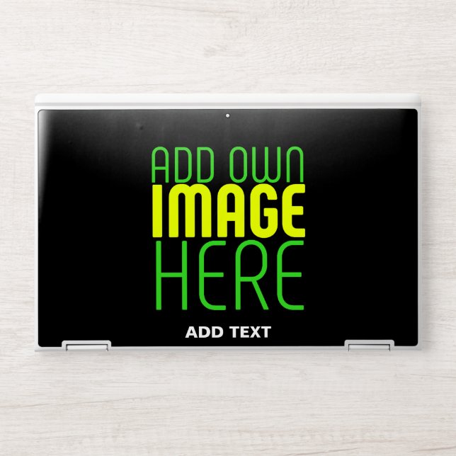MODERN EDITABLE SIMPLE BLACK IMAGE TEXT TEMPLATE HP LAPTOP SKIN (Front)