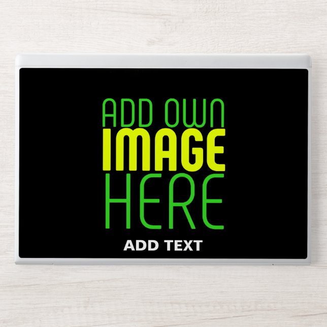 MODERN EDITABLE SIMPLE BLACK IMAGE TEXT TEMPLATE HP LAPTOP SKIN (Front)