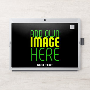 MODERN EDITABLE SIMPLE BLACK IMAGE TEXT TEMPLATE HP LAPTOP SKIN