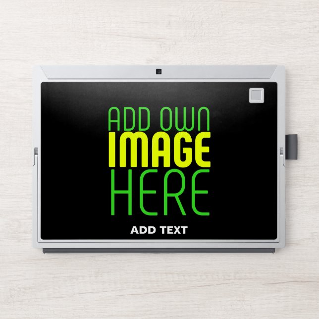 MODERN EDITABLE SIMPLE BLACK IMAGE TEXT TEMPLATE HP LAPTOP SKIN (Front)