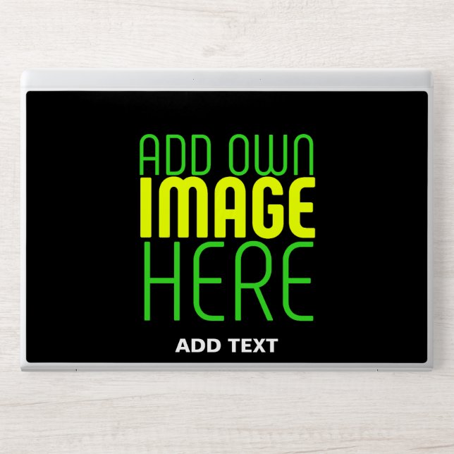 MODERN EDITABLE SIMPLE BLACK IMAGE TEXT TEMPLATE HP LAPTOP SKIN (Front)