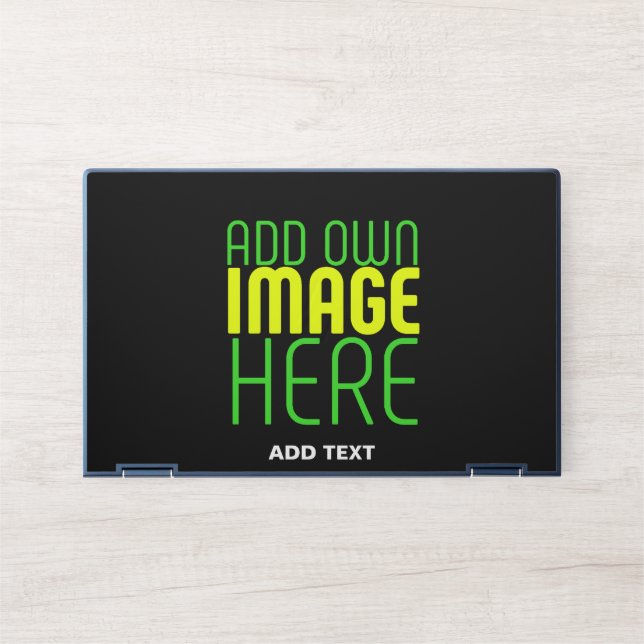 MODERN EDITABLE SIMPLE BLACK IMAGE TEXT TEMPLATE HP LAPTOP SKIN (Front)