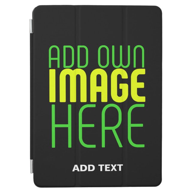 MODERN EDITABLE SIMPLE BLACK IMAGE TEXT TEMPLATE iPad AIR COVER (Front)