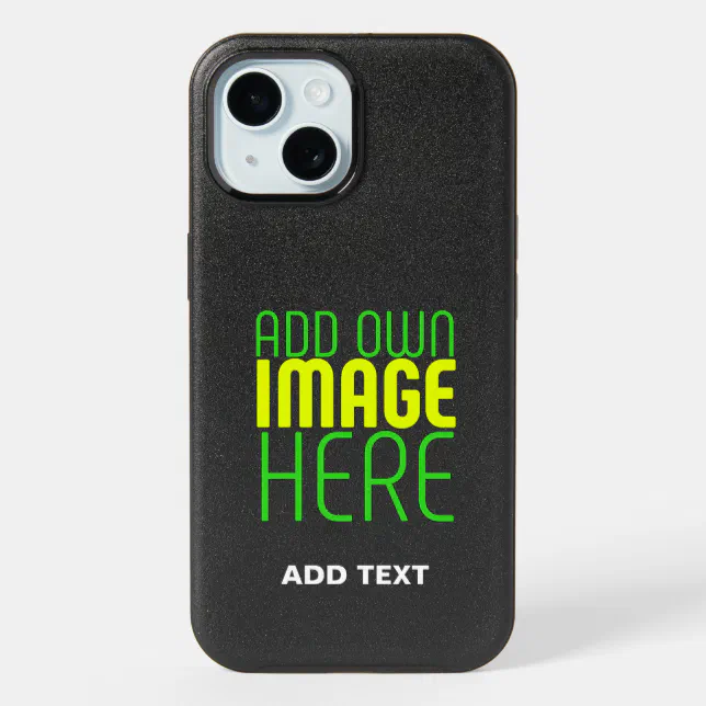 MODERN EDITABLE SIMPLE BLACK IMAGE TEXT TEMPLATE iPhone 15 CASE | Zazzle